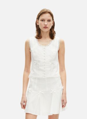 The Kooples - Top sans manches détails dentelle - Taille 40 - Beige