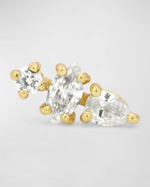 Due North 18K Gold Stud Earring with Diamonds, Single