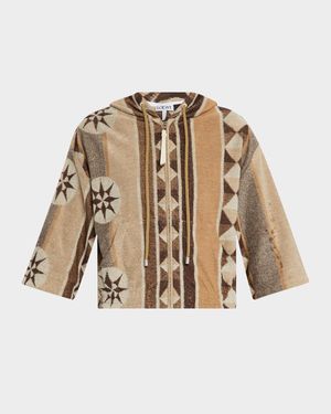 Short-Sleeve Crop Towelling Hoodie