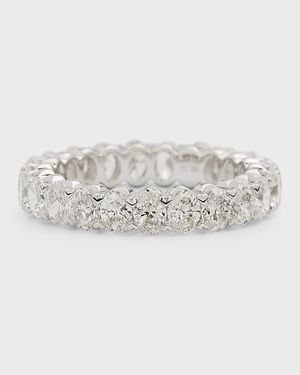 18K White Gold Oval Diamond Eternity Band, Size 6