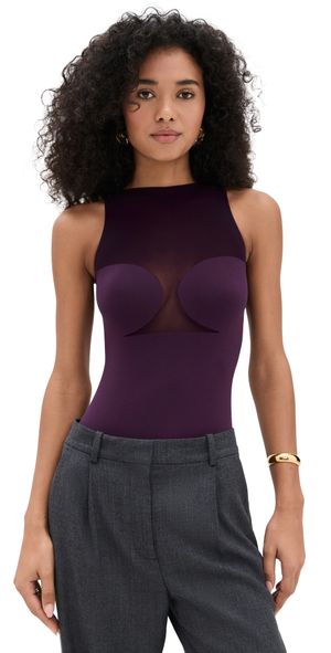 Wolford Bustier Thong Bodysuit Aubergine M