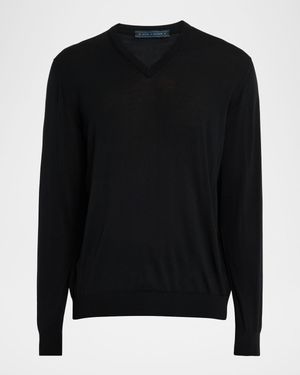 Men's Wool Knit V-Neck Sweater