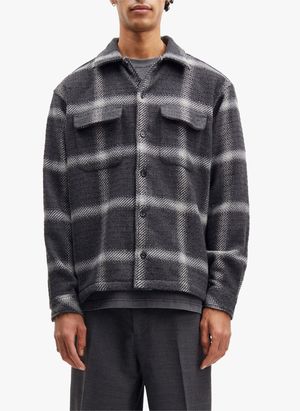 Samsoe Samsoe - Surchemise col classique à carreaux - Taille XL - Gris