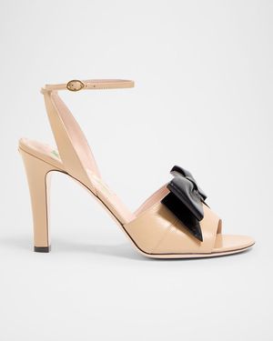 Bowow Leather Bow Ankle-Strap Sandals