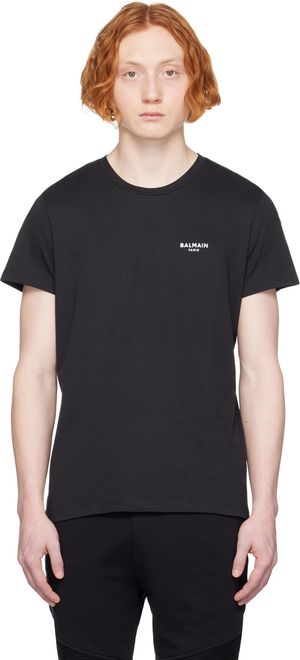 Balmain Black Flocked T-Shirt