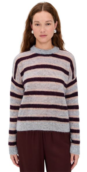 Madewell Striped Pullover Sweater in Alpaca Blend Black Iris Trio XXS