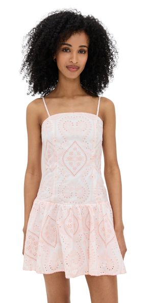 endless rose Eyelet Drop Waist Mini Dress Pink L
