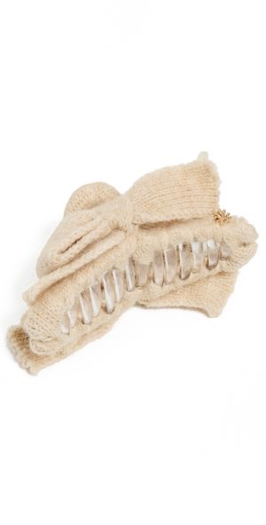 Lele Sadoughi Cable Knit Bow Claw Clip Ivory One Size