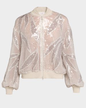 Sequined Silk Organza Bomber Jacket