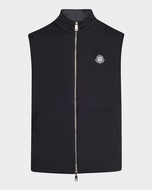 Men's Full-Zip Leather-Emblem Vest