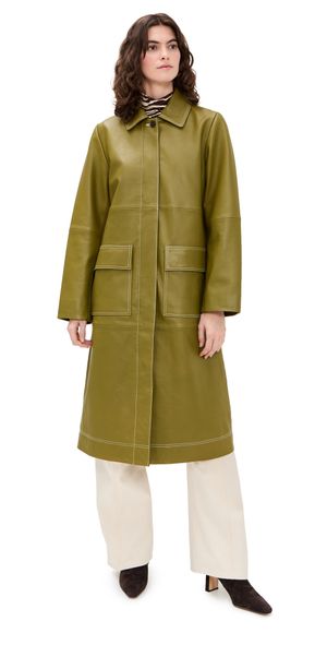 ALIGNE Aspen Leather Trench Green S