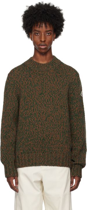 Moncler Green & Brown Mouliné Virgin Wool Sweater
