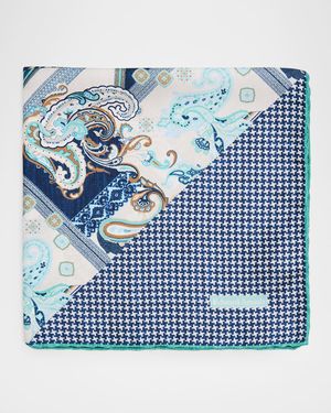 Men's Double-Printed Silk Hand-Rolled Pocket Square