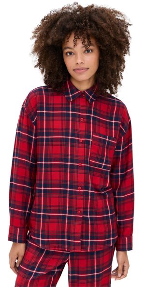 Z Supply River Plaid Button Up Haute Red S