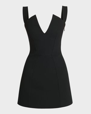 V-Collar Tailored Mini Dress