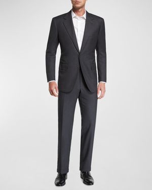 Men's Two-Piece Solid Wool Suit