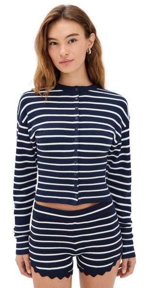 Lioness Head In The Clouds Cardigan Navy Stripe XXL