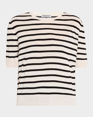 Striped Wool-Silk Knit Top