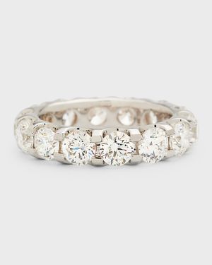 Round-Cut Diamond 18K White Gold Eternity Band Ring, Size 6, 5.0tcw