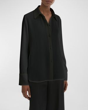 Pearly Long-Sleeve Button-Front Shirt