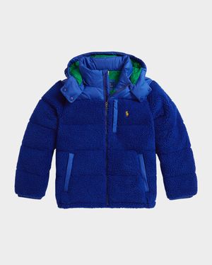 Boy's Hybrid Hooded Down Jacket, Size S-XL