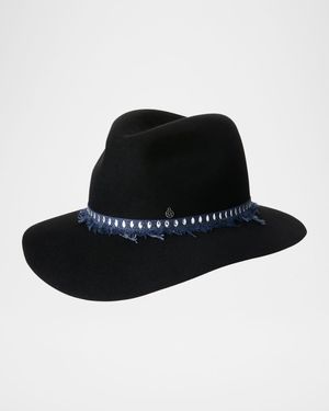 Henrietta Fringed Ribbon Wool Felt Fedora
