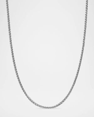 2.5mm Men's Wheat Chain Necklace in Silver