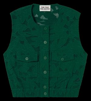 The Tiny Big Sister - Gilet col rond en dentelle - Taille 40 - Vert