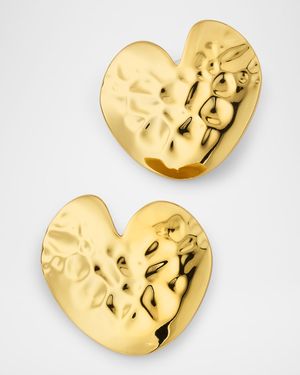 Hammered Heart Button Earrings