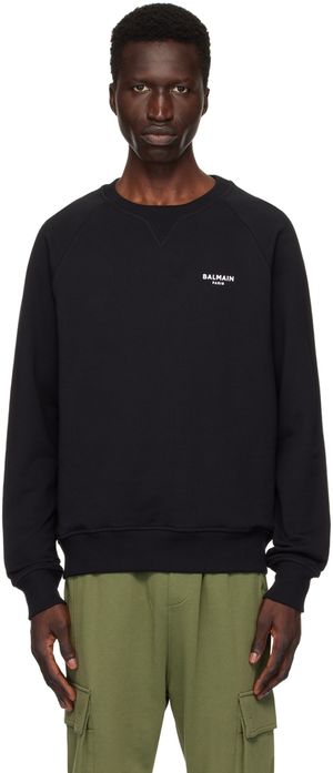 Balmain Black 'Balmain Paris' Flocked Sweatshirt