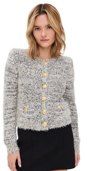 L'AGENCE Una Knit Cardigan Black/Ivory/Gold Multi XXL