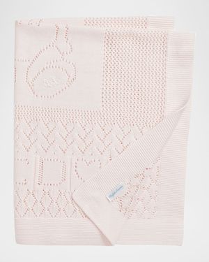 Girl's Pointelle Teddy Bear Blanket