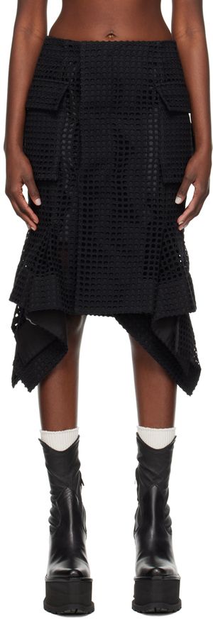 sacai Black Handkerchief Midi Skirt