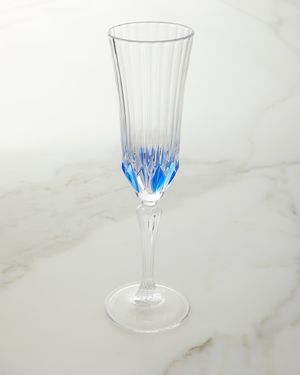 Blue Champagne Flute Glasses, Set of 4