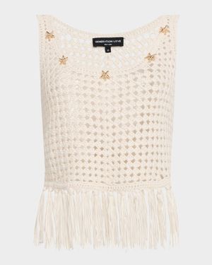 Ginger Embellished Crochet Fringe Tank Top