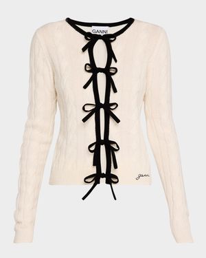 Cashmere Mix Tie-Front Cardigan