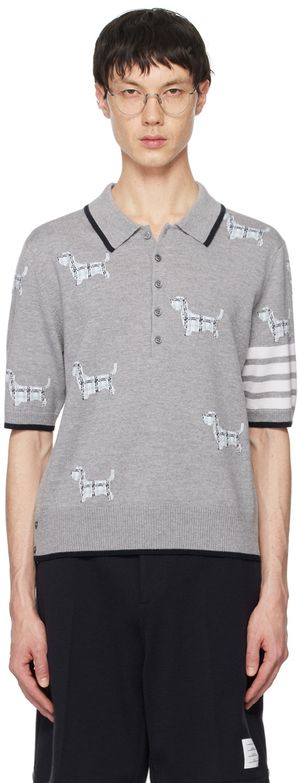 Thom Browne Gray Hector 4-Bar Stripe Polo