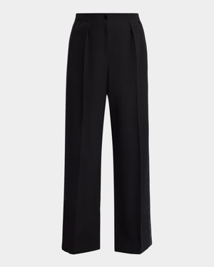 Felicita Double Pleated Wide-Leg Tuxedo Pants