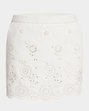 Embroidered Spongy Jacquard Mini Skirt