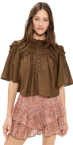 Isabel Marant Étoile Carmen Blouse Dark Khaki 40