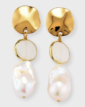 Moonstone and Baroque Pearl Drop Earrings