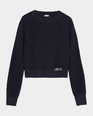Logo Embroidered Wool Crewneck Sweater