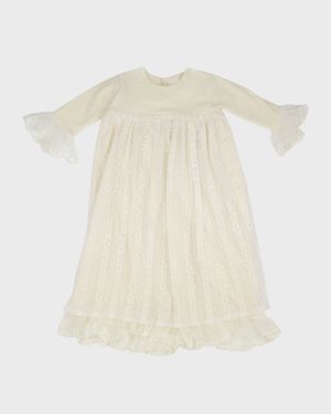 Girl's Mary Catherine Ruffle Lace Nightgown w/ Bonnet, Size 0-3M