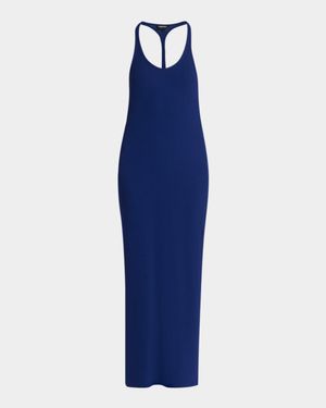 Ribbed Knit Racerback Midi Tank Dress