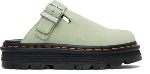 Dr. Martens Green Zebzag Suede Slingback Platform Slip-On Loafers
