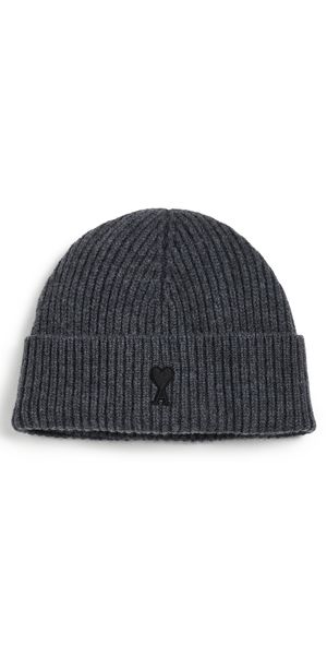 AMI Felted Beanie Gris Chine/Noir One Size