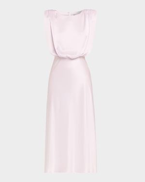 Floral Sleeveless Satin Midi Dress