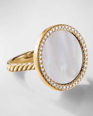 DY Elements Ring with Gemstone and Diamonds in 18K Gold, 18mm