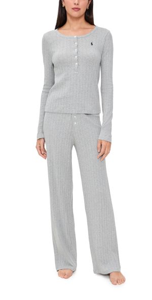 Polo Ralph Lauren Henley Wide Leg Sleep Set Heather XL