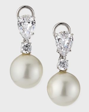 1.75 TCW Pear CZ & Simulated Pearl Drop Earrings